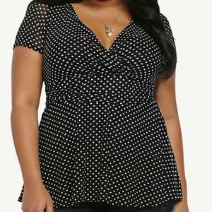 Torrid 3/3X B&W Polka Dot Top